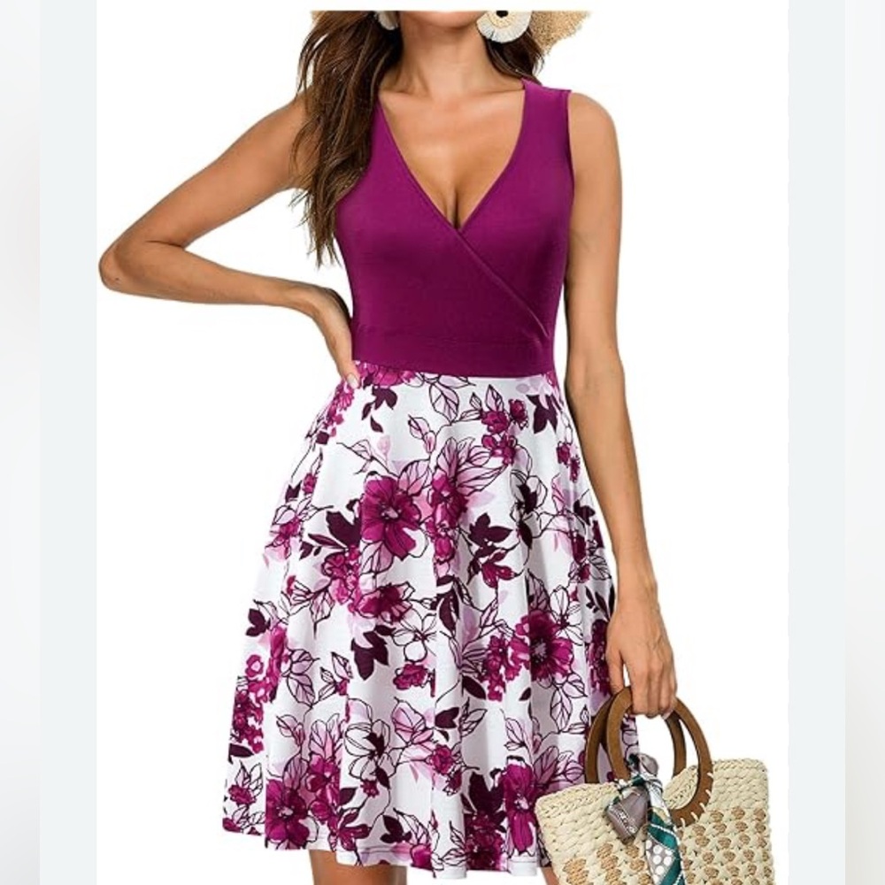 Floral Sleeveless Dress in Pink and White // Plus Size